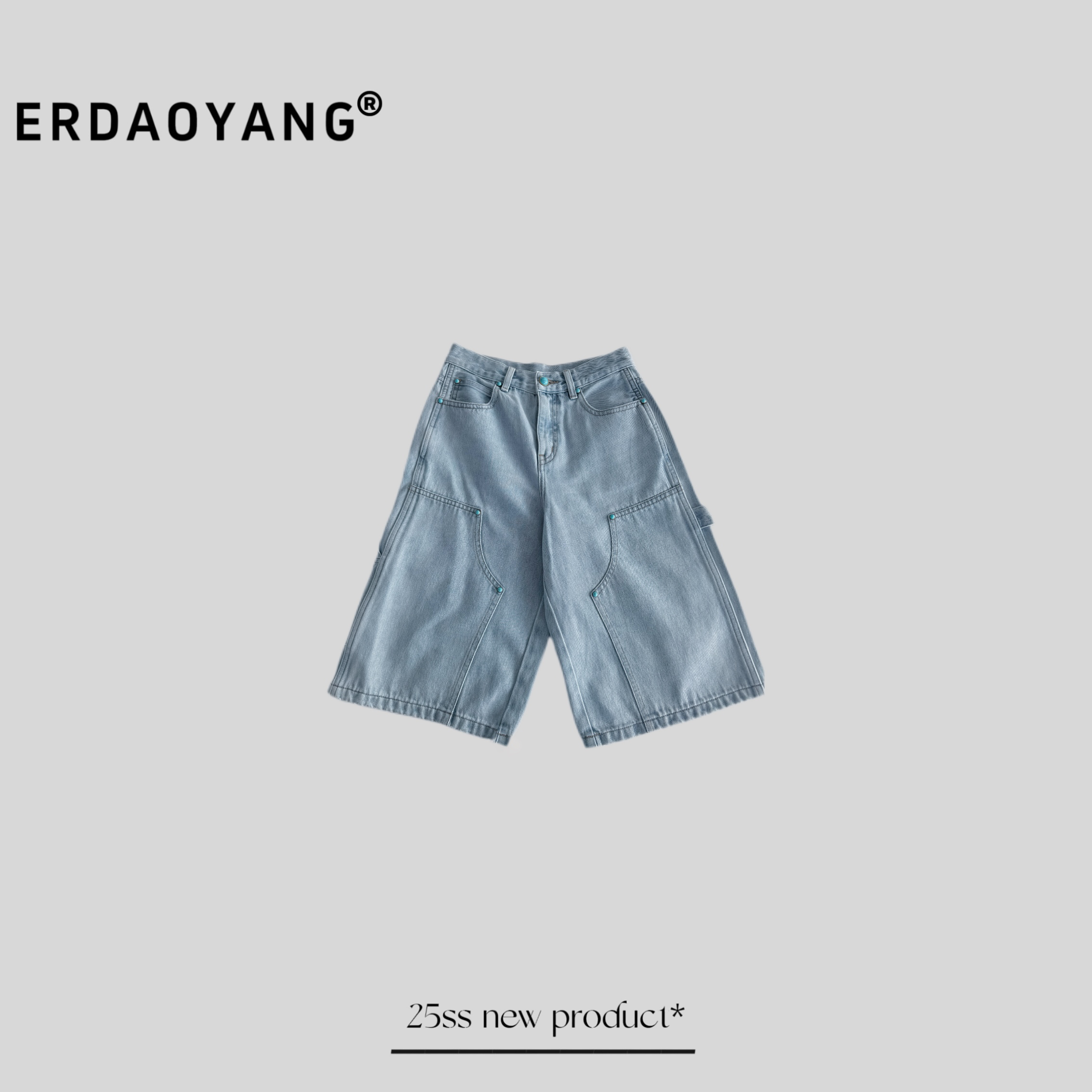 ERDAOYANG "松柏" 夏季新款简约拼接牛仔短裤KZB005