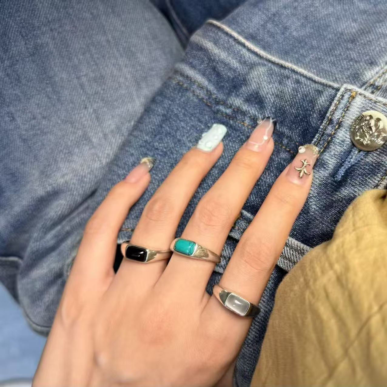 925银银制品 纯银马鞍男女戒指