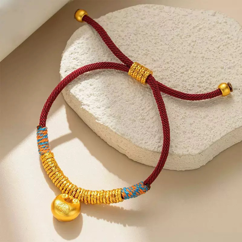 铜合金布艺手链 铜合金新中式盘缠手链小众设计福气满满手绳饰品