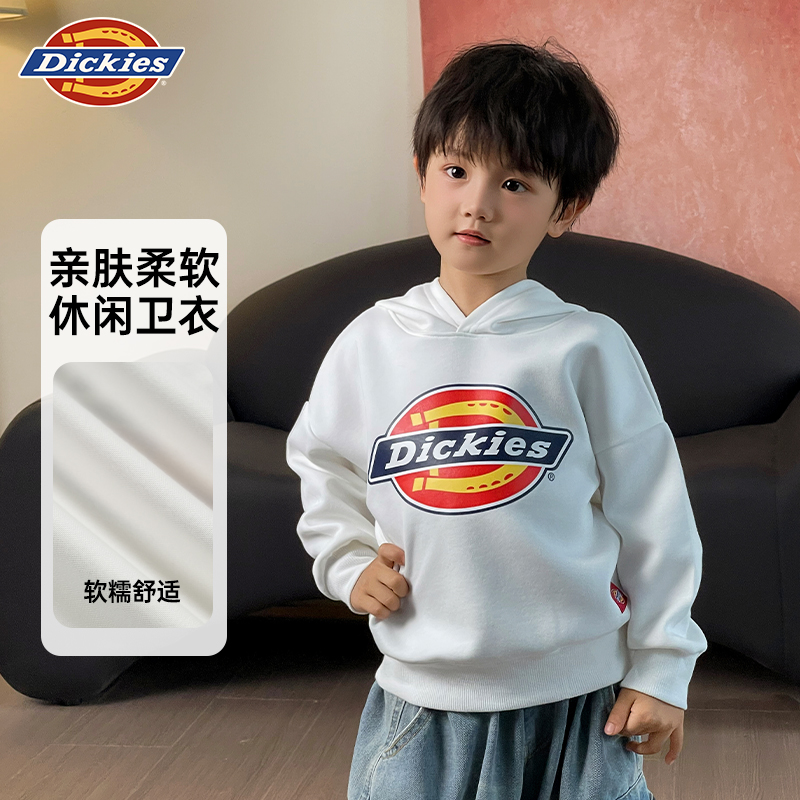 Dickies童装男童连帽卫衣秋冬款2025新款儿童秋装男孩上衣中大童