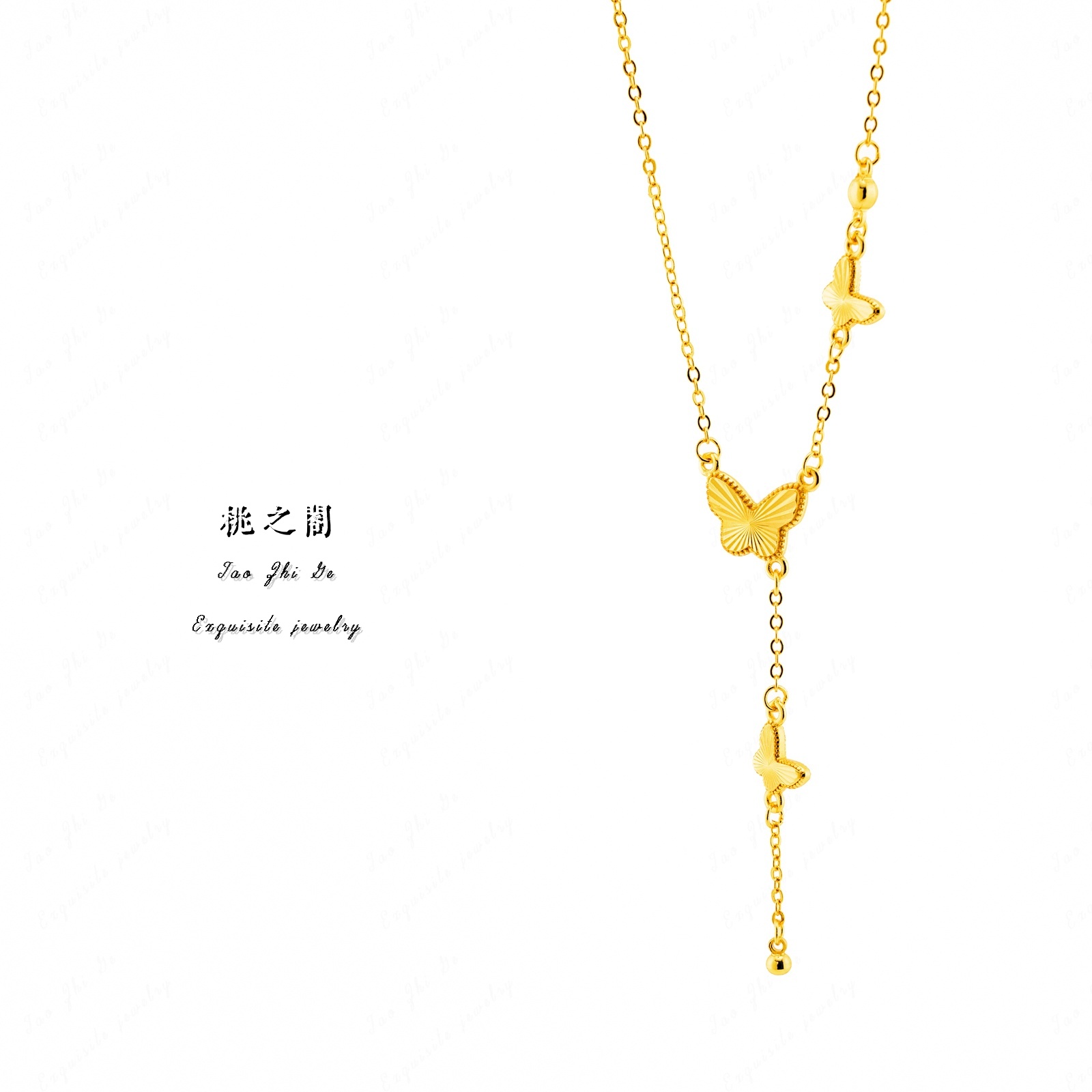 铜合金项链 小仙蝶双层蝴蝶项链