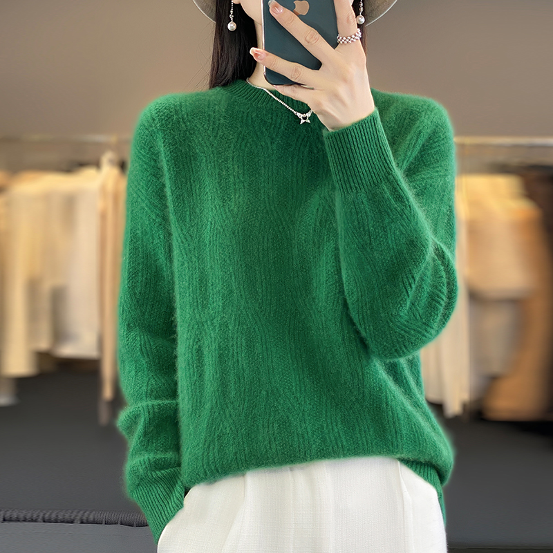 重磅加厚~100纯羊毛高级感秋冬女时尚圆领百搭显瘦打底衫