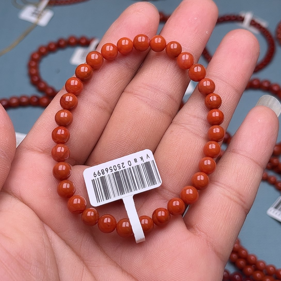 南红玛瑙未镶嵌手链柿子红卡6