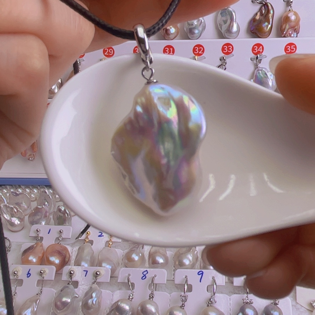 淡水珍珠吊坠银S925镶嵌