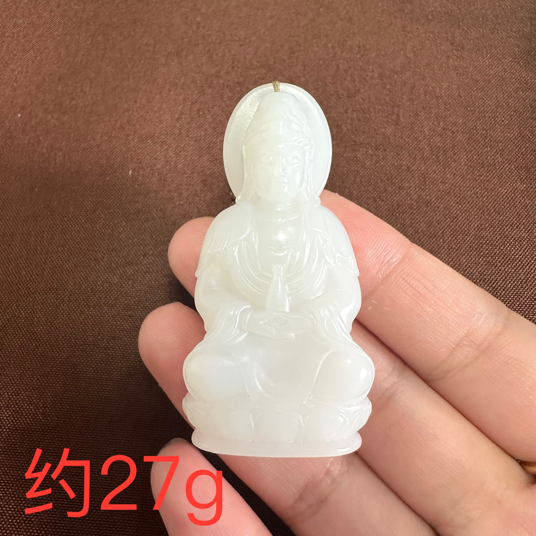 X和田玉观音吊坠重量约27g