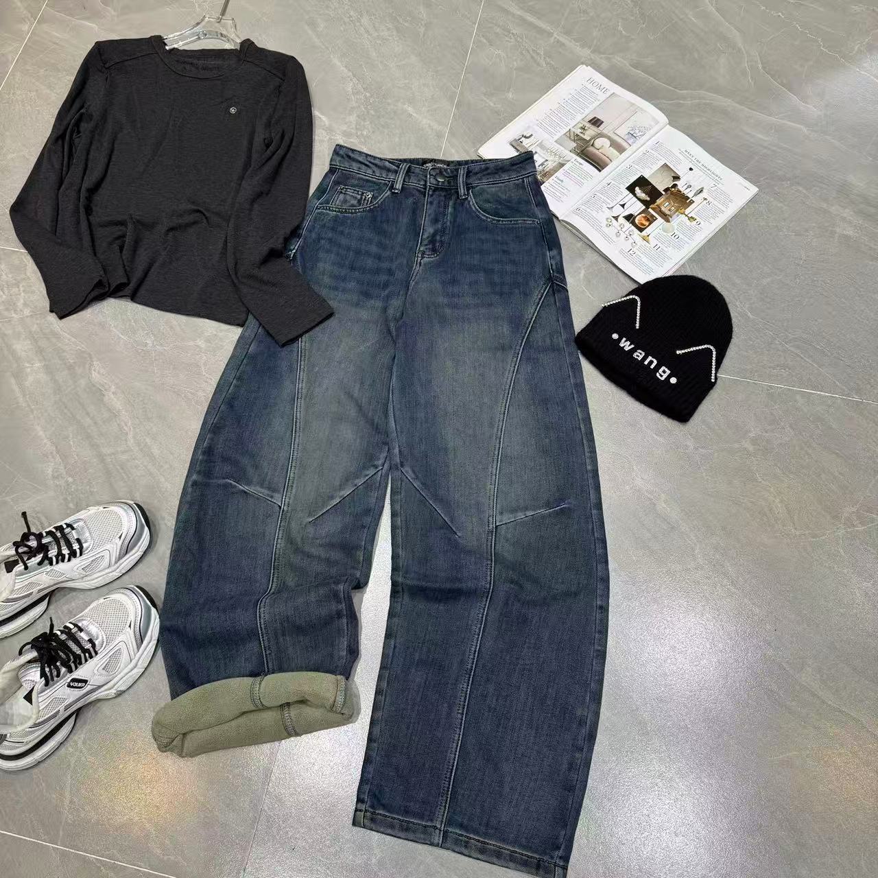 Z.X   立体剪裁加绒牛仔弯刀裤  88180（A1）