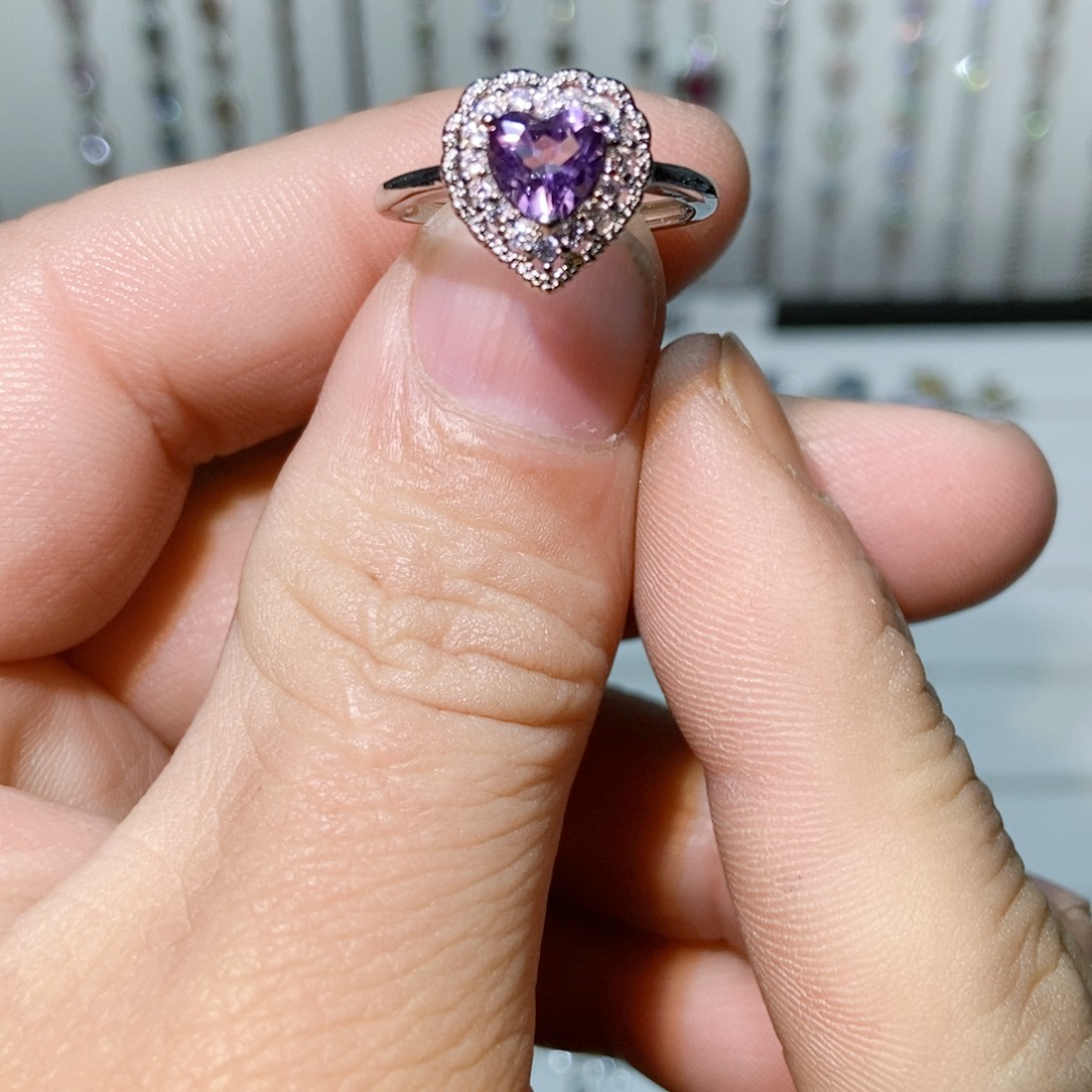 绿水晶戒指银S925镶嵌