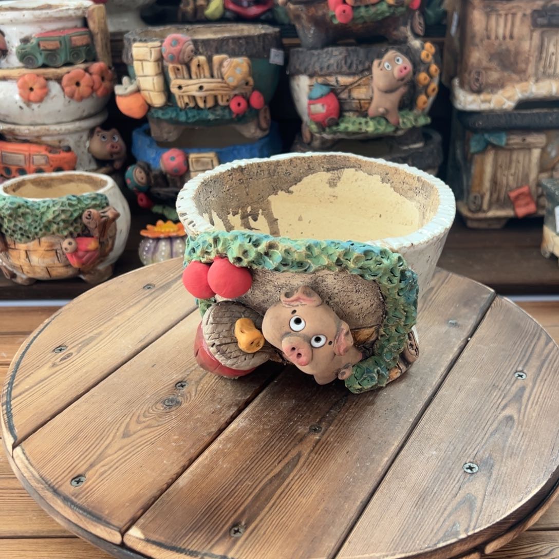 红陶嘻哈多肉花盆