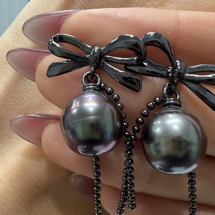 银S925镶嵌耳饰海水珍珠