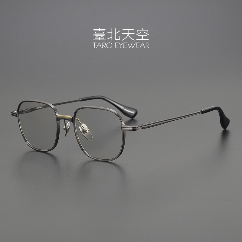 陈冠希同款！无度数造型墨镜日本超轻纯钛近视男潮大框方眼镜框架