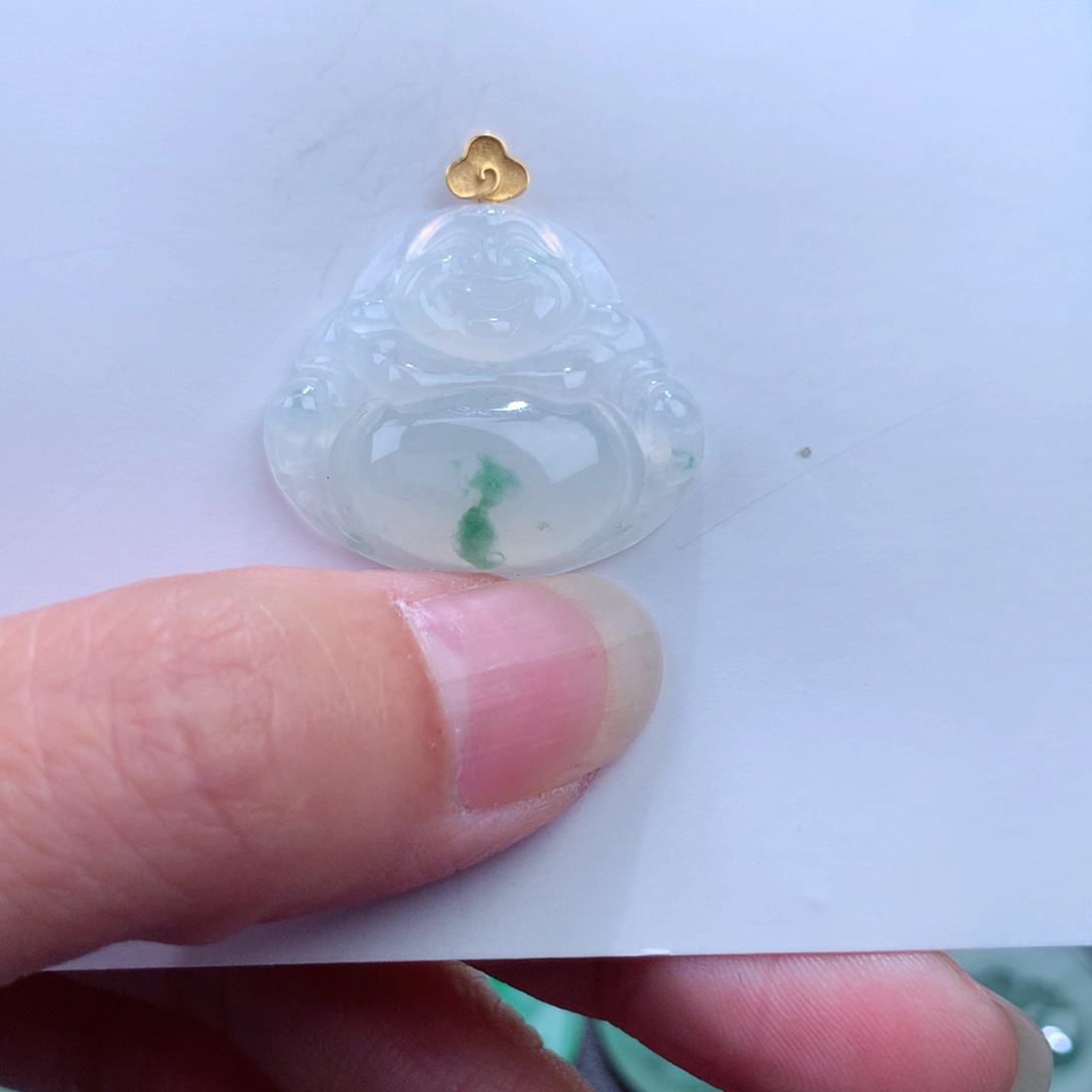 翡翠吊坠(不含链)18K金镶嵌