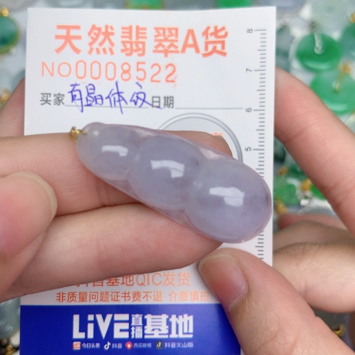 翡翠18K金镶嵌颈饰豆子