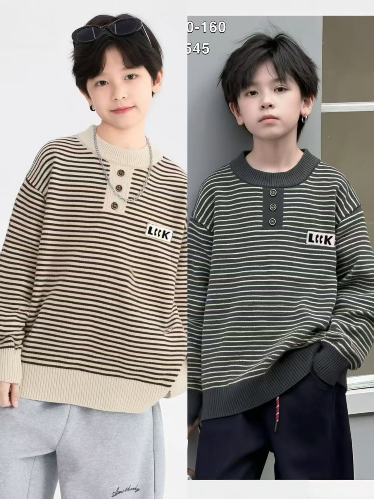 儿童秋冬新款韩版圆领套头加厚保暖毛衣男童时尚百搭学院风针织衫