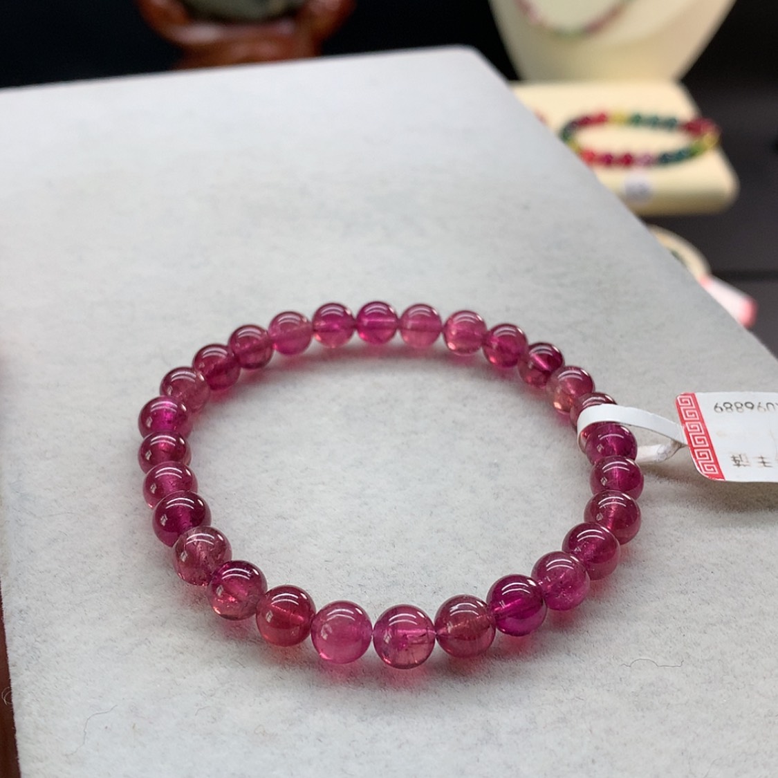 【闪购商品】未镶嵌手链碧玺艳桃红单圈6.6