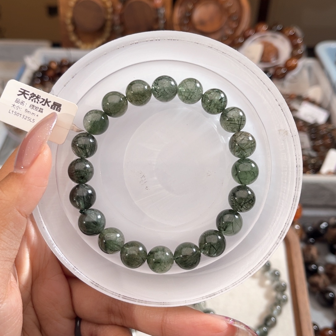 ە***Z手链未镶嵌水晶绿发晶9m