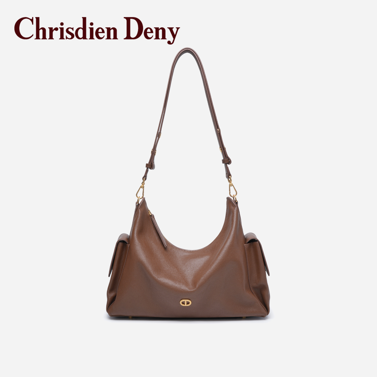 克雷斯丹尼托特包字母耐磨斜挎包褶皱牛皮包单肩通勤百搭