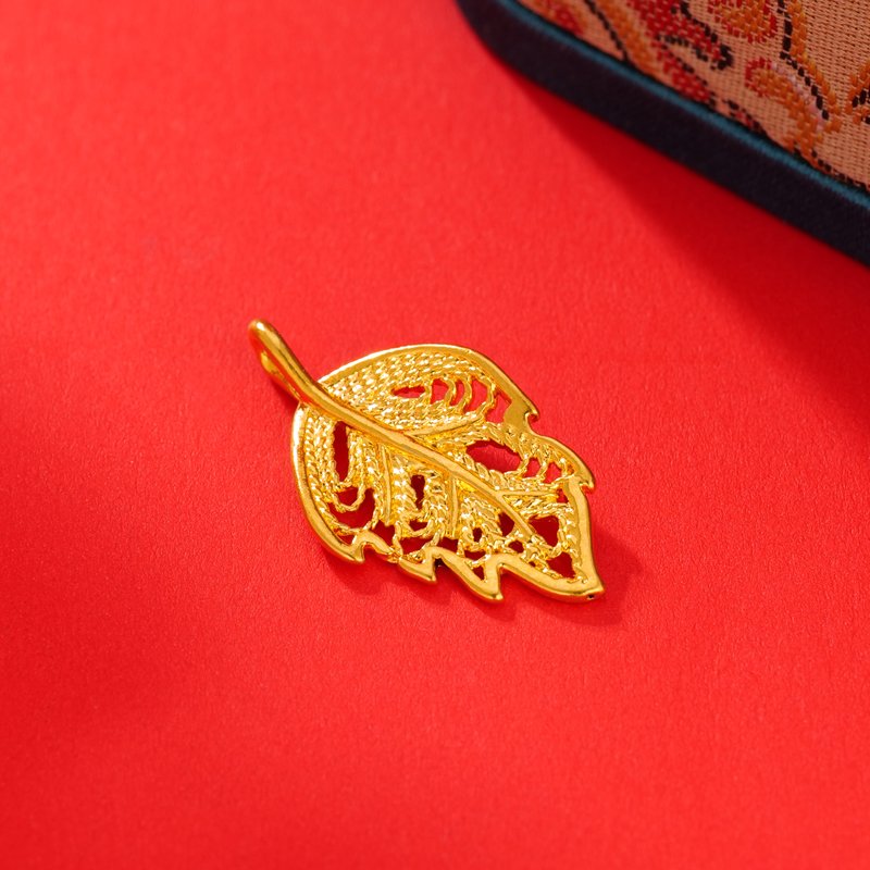 【奇奇专享】足金999饰品 金叶子吊坠 GP 0.26