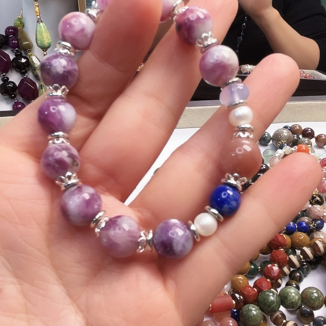 玛瑙/玉髓未镶嵌手链紫锂云母