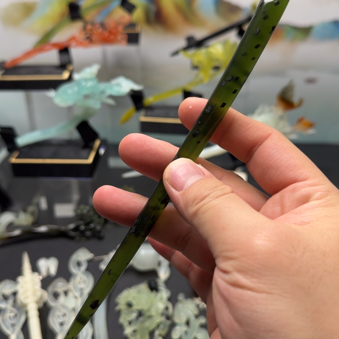 岫玉发饰未镶嵌明君玉簪就是好看