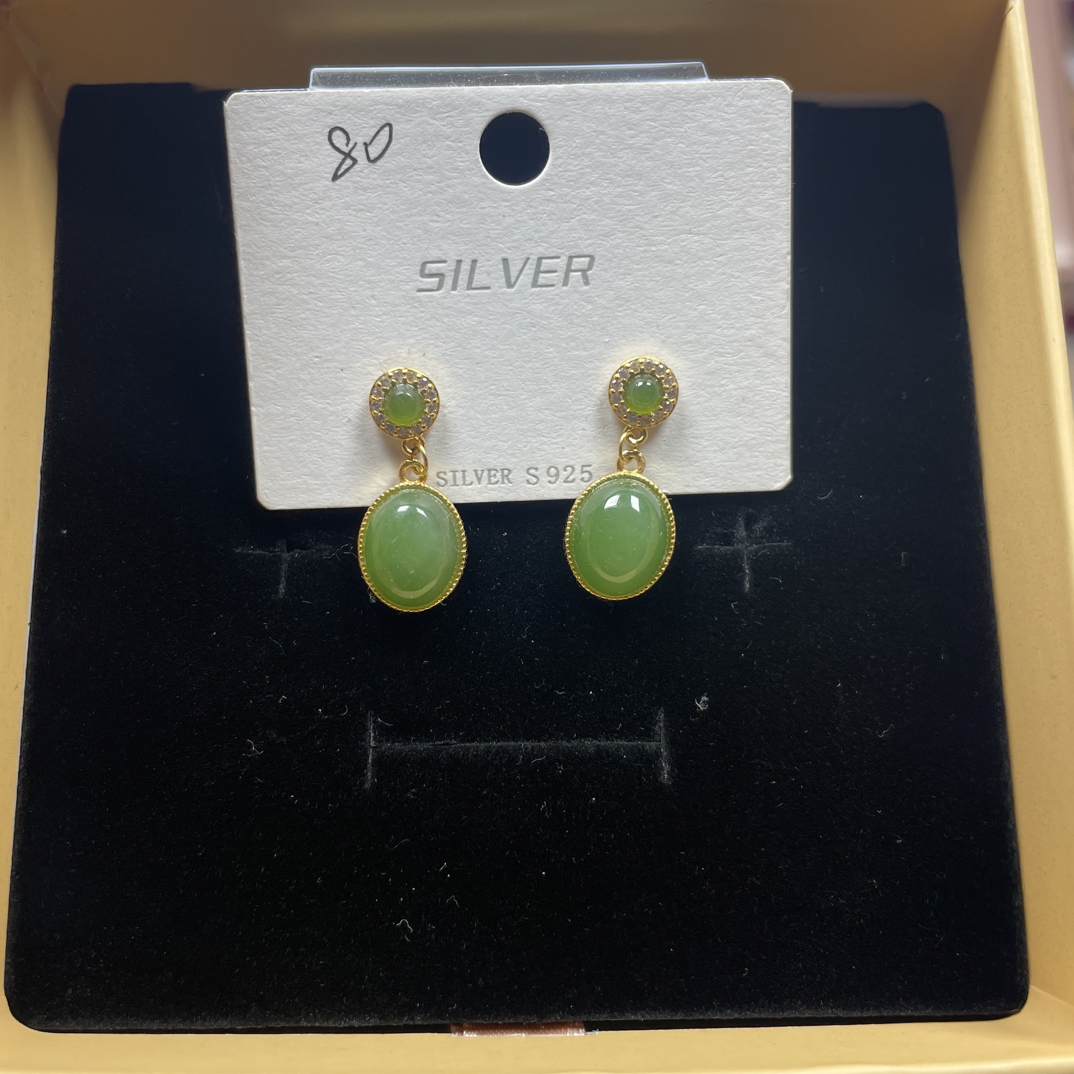 特，保真和田玉碧玉耳饰耳坠