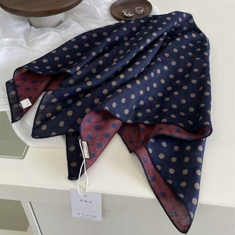 中古配色老钱风双面小方巾