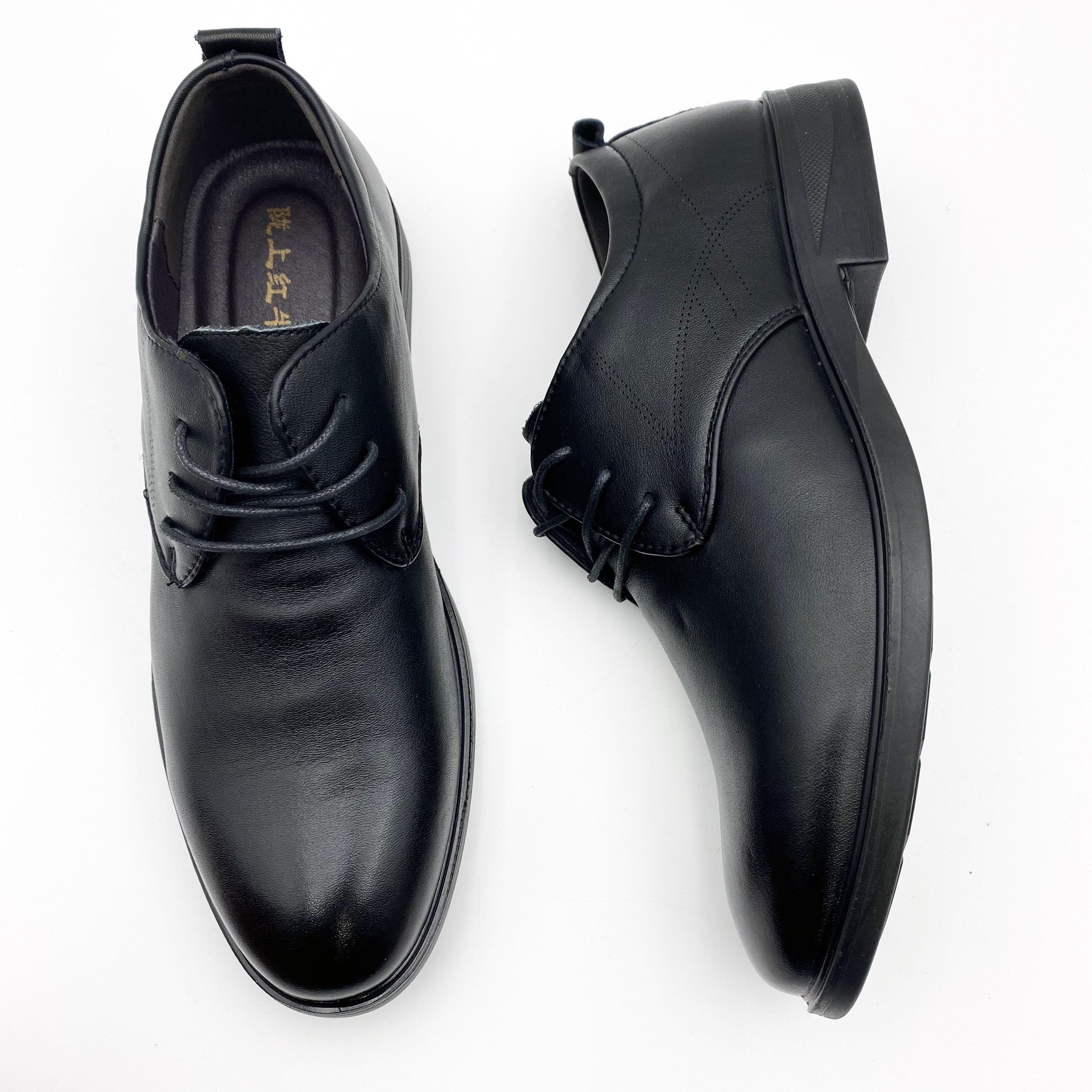 陇上红牛9829男士真皮黑色软底软面舒适潮流时尚百搭商务休闲皮鞋