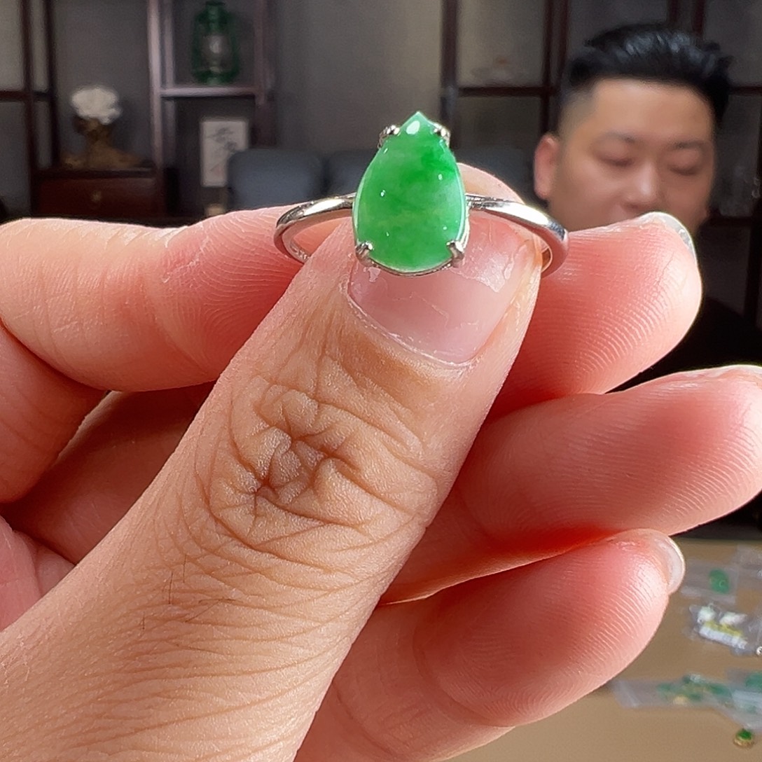 翡翠银S925镶嵌戒指戒指50