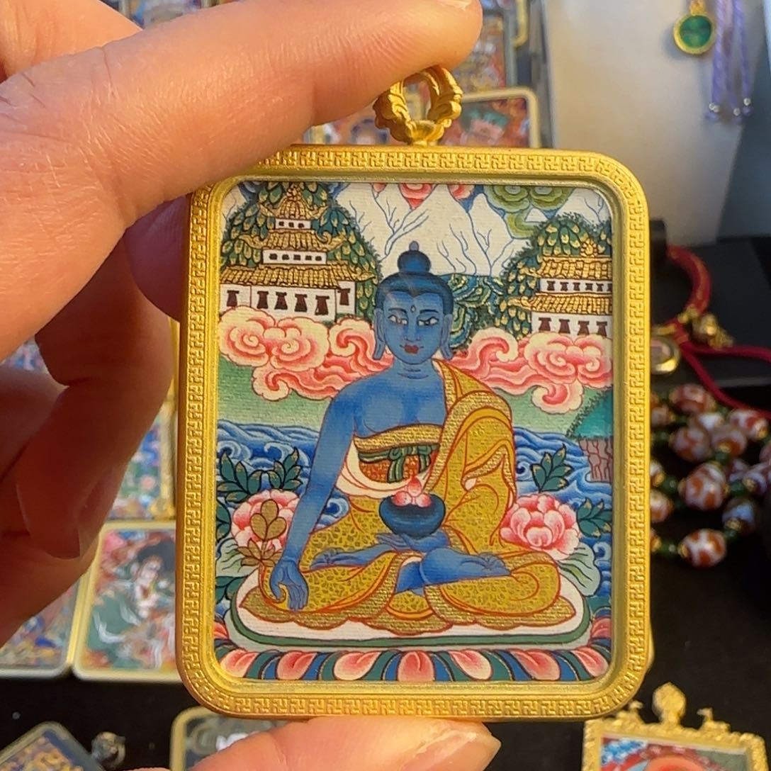 吊坠药师佛热贡唐卡