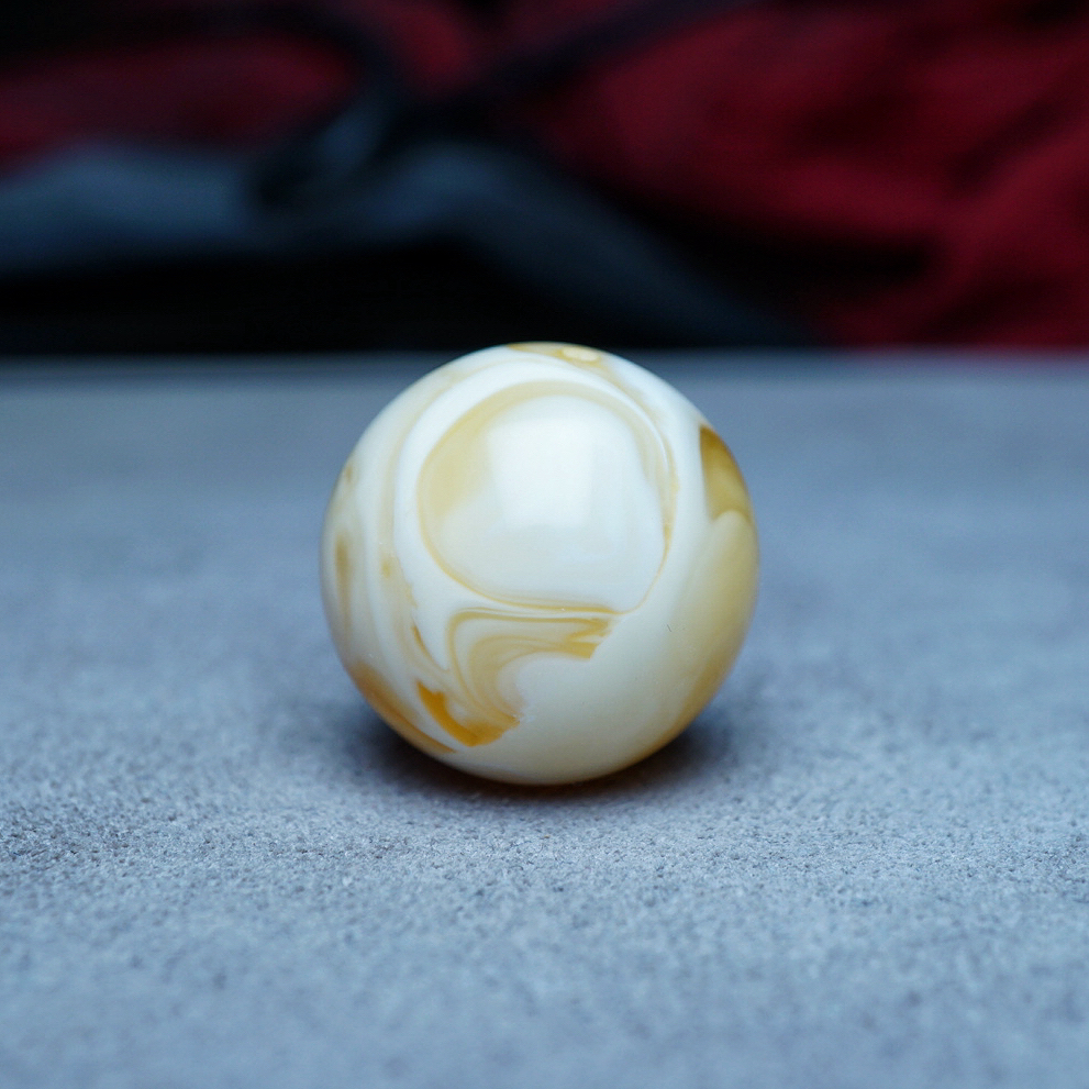 【段掌柜·20.6mm溶洞拉丝橙橘金妖瓷白款】天然原矿琥珀蜜蜡圆珠