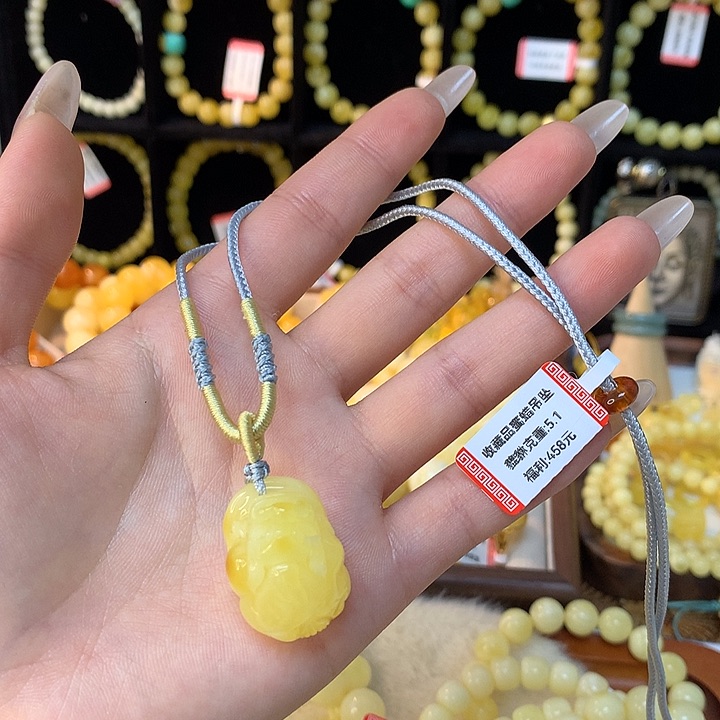 琥珀手链未镶嵌蜜蜡吊坠项链
