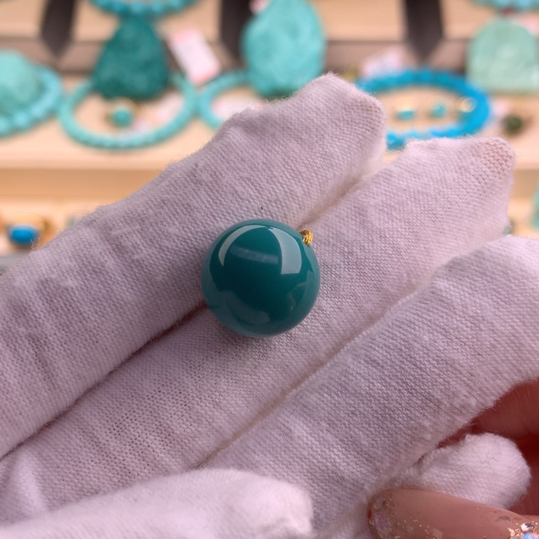 绿松石珠宝奇石未镶嵌14.1mm