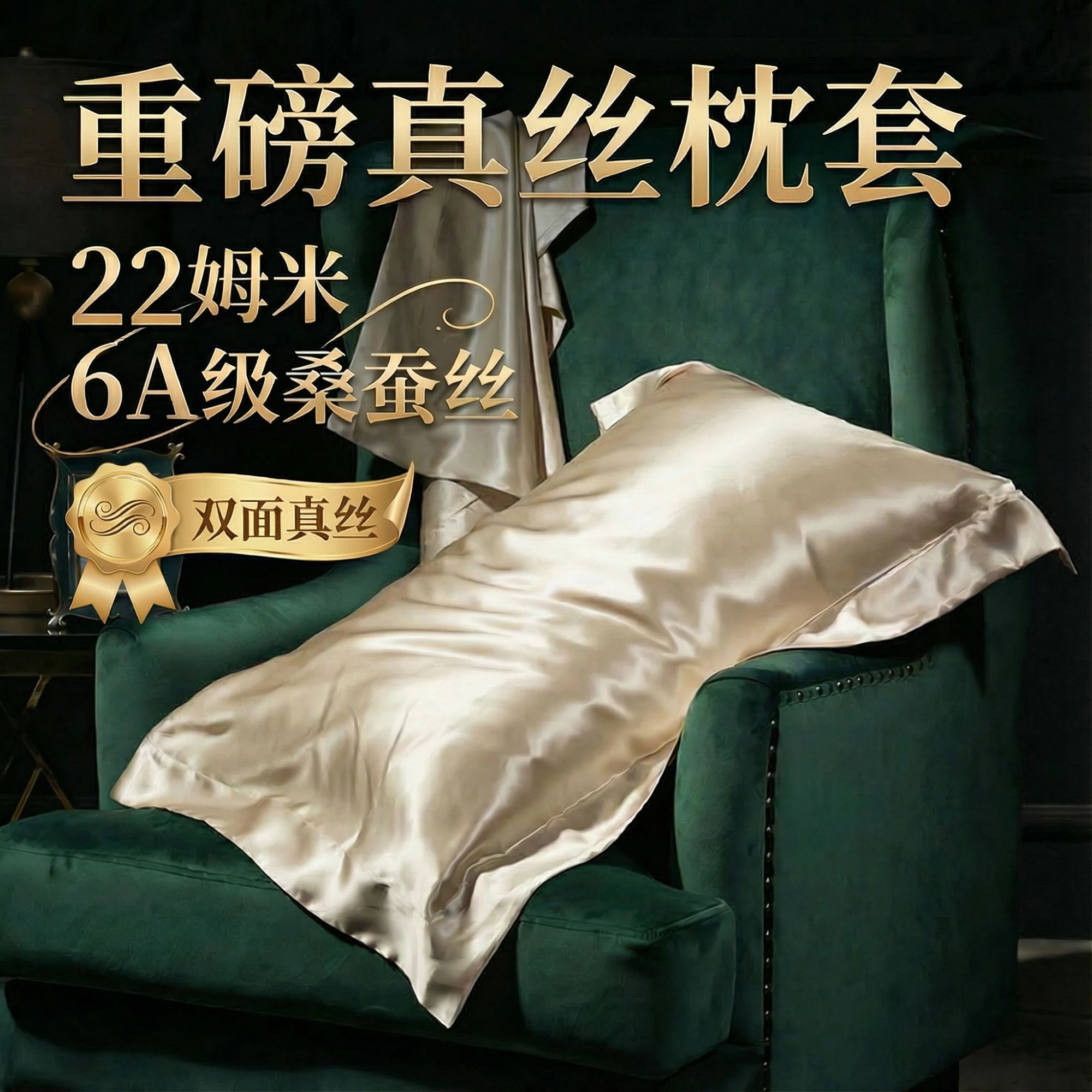 【双面真丝宽边枕套 】100桑蚕丝重磅真丝丝滑透气高端奢华枕套