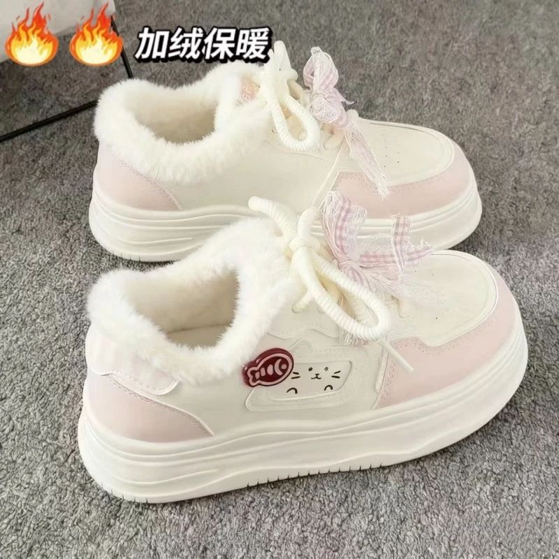 百搭德训鞋女鞋厚底加厚小白童小众板鞋休闲2025新款二棉面包鞋