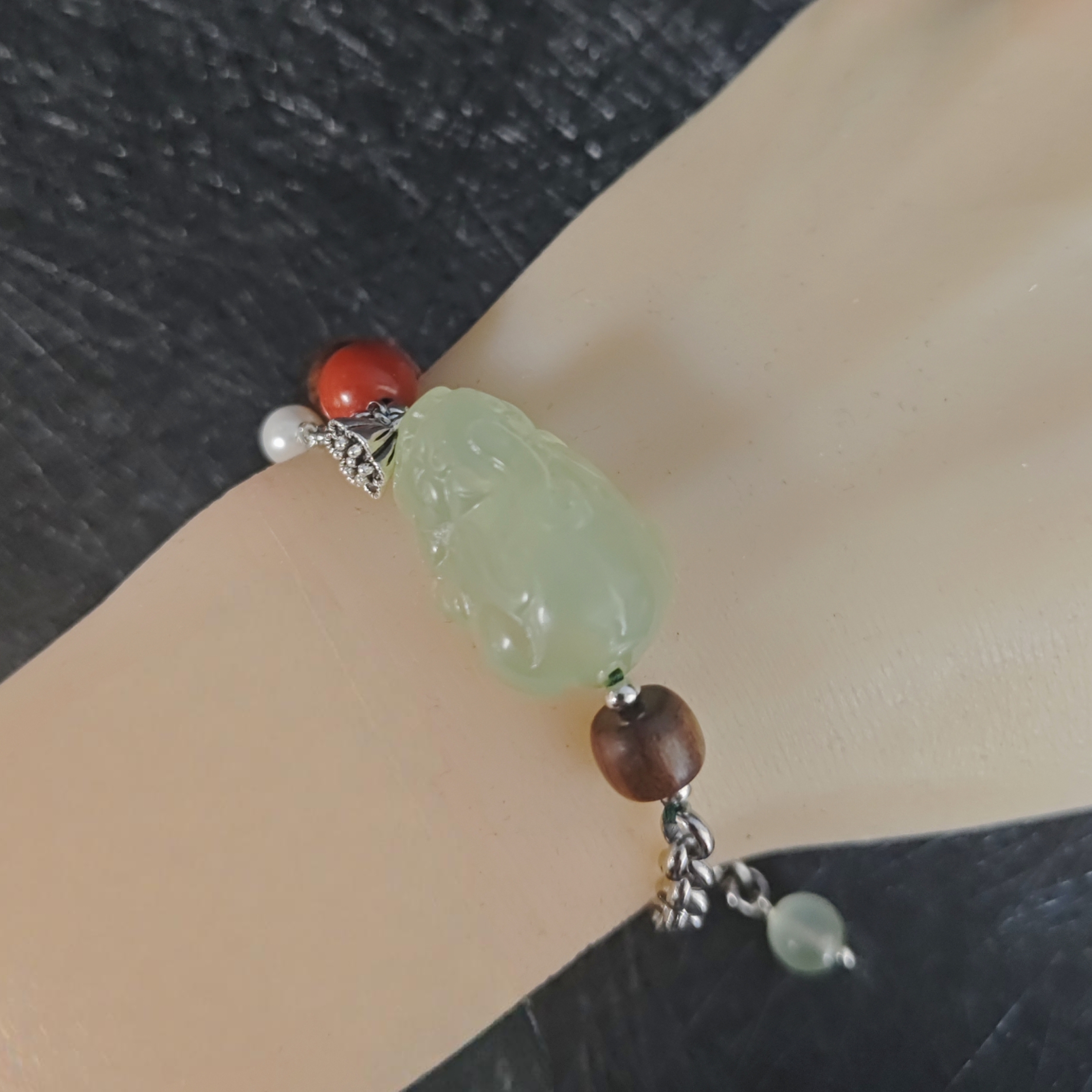 [00167]天然岫玉冰料精美貔貅手链