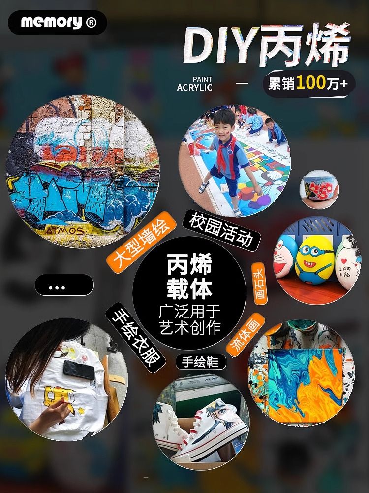 新疆包邮蓝珀丙烯画画颜料丙烯画颜料涂料300ml丙烯颜料儿童蓝色