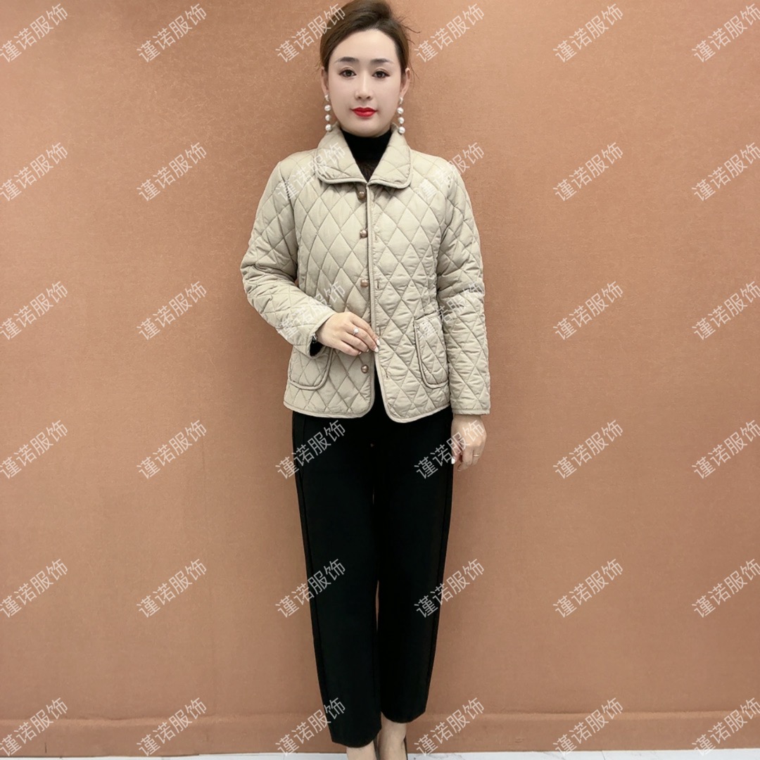 秋冬季妈妈装夹棉轻便小外套短款棉衣 简约纯色小棉服