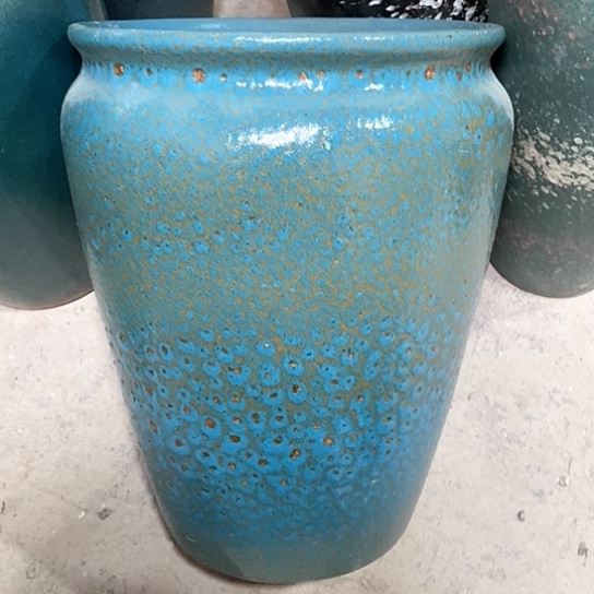 紫砂花盆口25高度33蓝泡