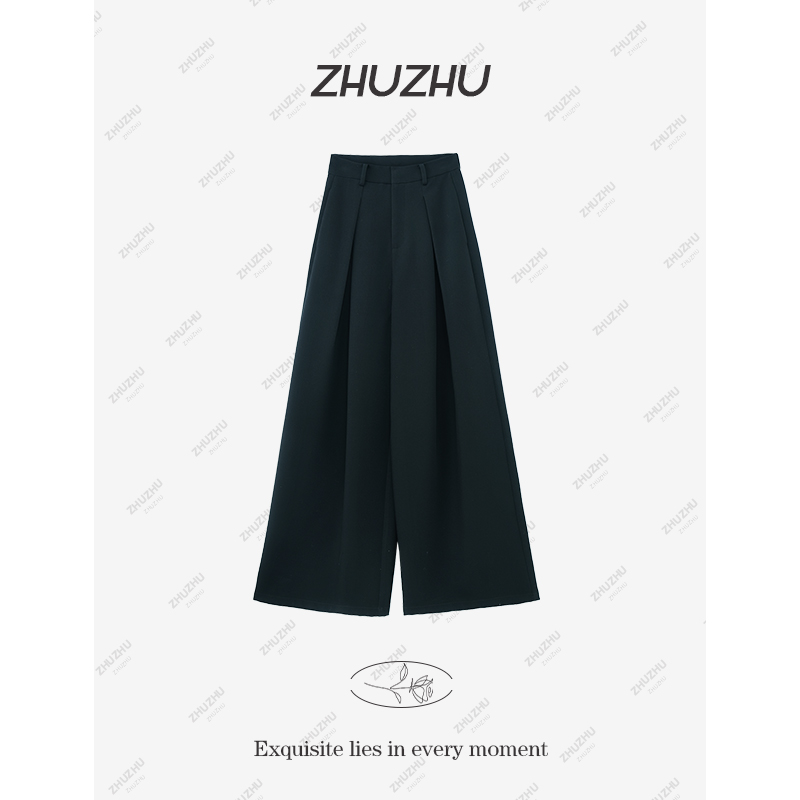 西装裤子女显瘦2025春季新款阔腿休闲裤高腰宽松直筒百搭裤7434