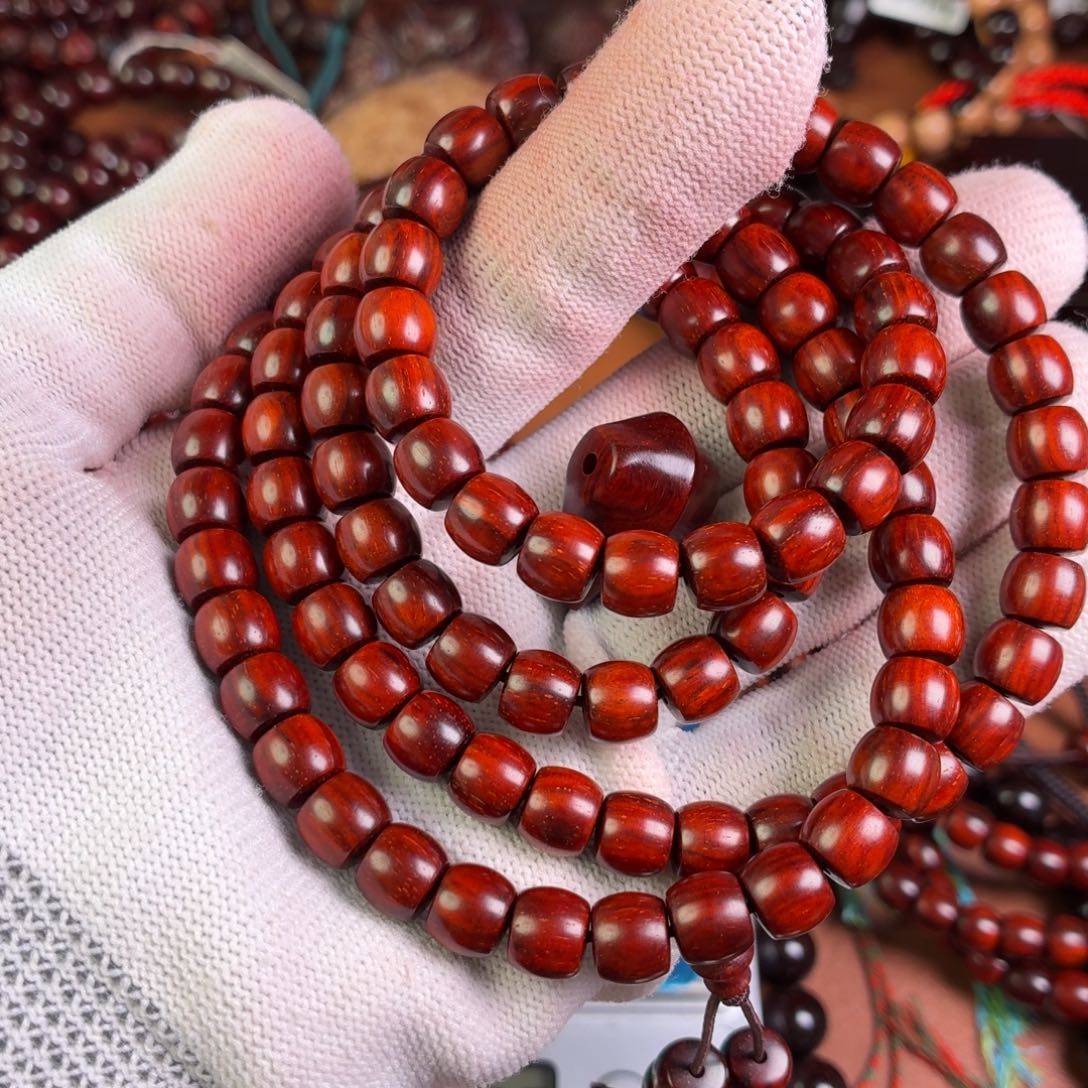 D***n小叶紫檀手串/手链无胶无蜡7✖️8直切➕一体三通