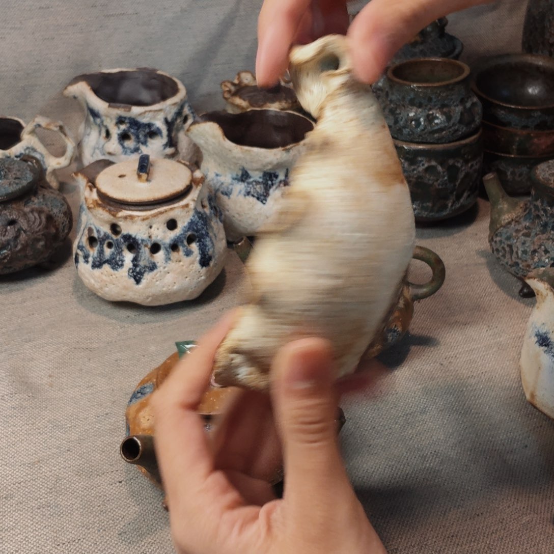 用***子纯手工捏花边茶漏