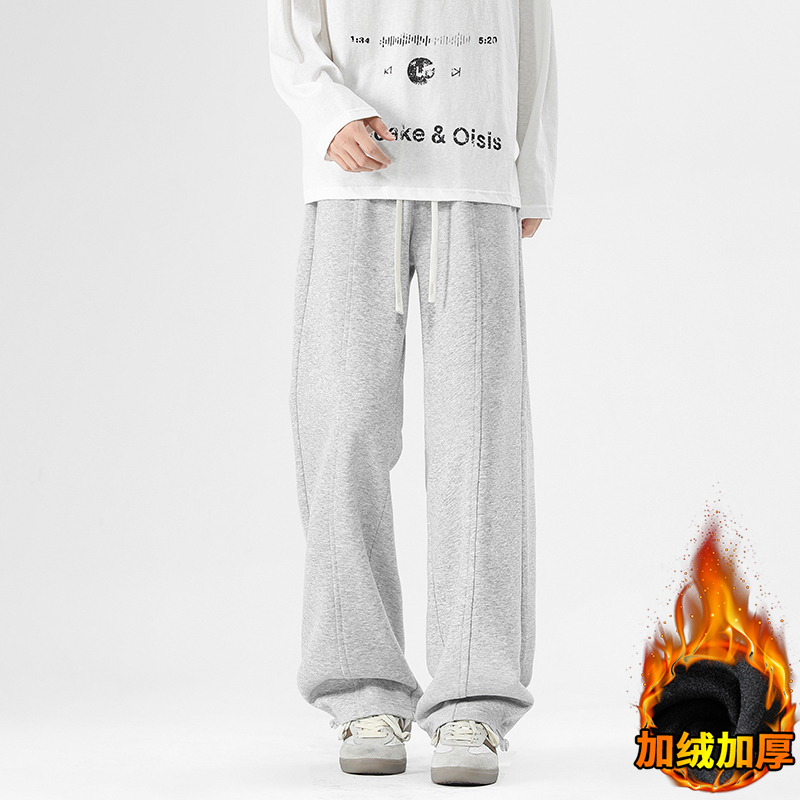 百搭加绒保暖高品质针织立体腰运动休闲男裤卫裤宽松潮流ins