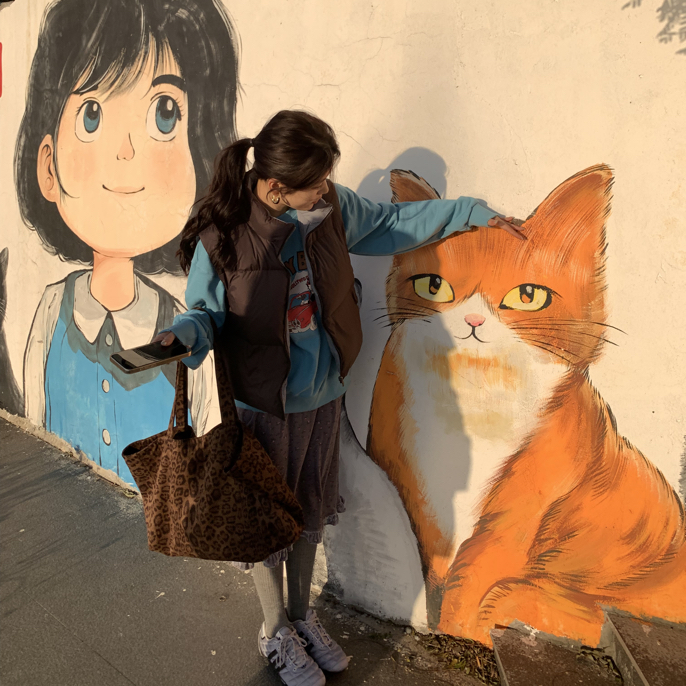 THESE DAY/蓝灰保暖马甲/蓝色贝蒂卫衣/紫色碎花半裙（No退No换）