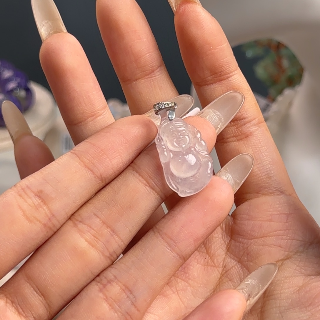 翡翠银S925镶嵌吊坠(不含链)缅料