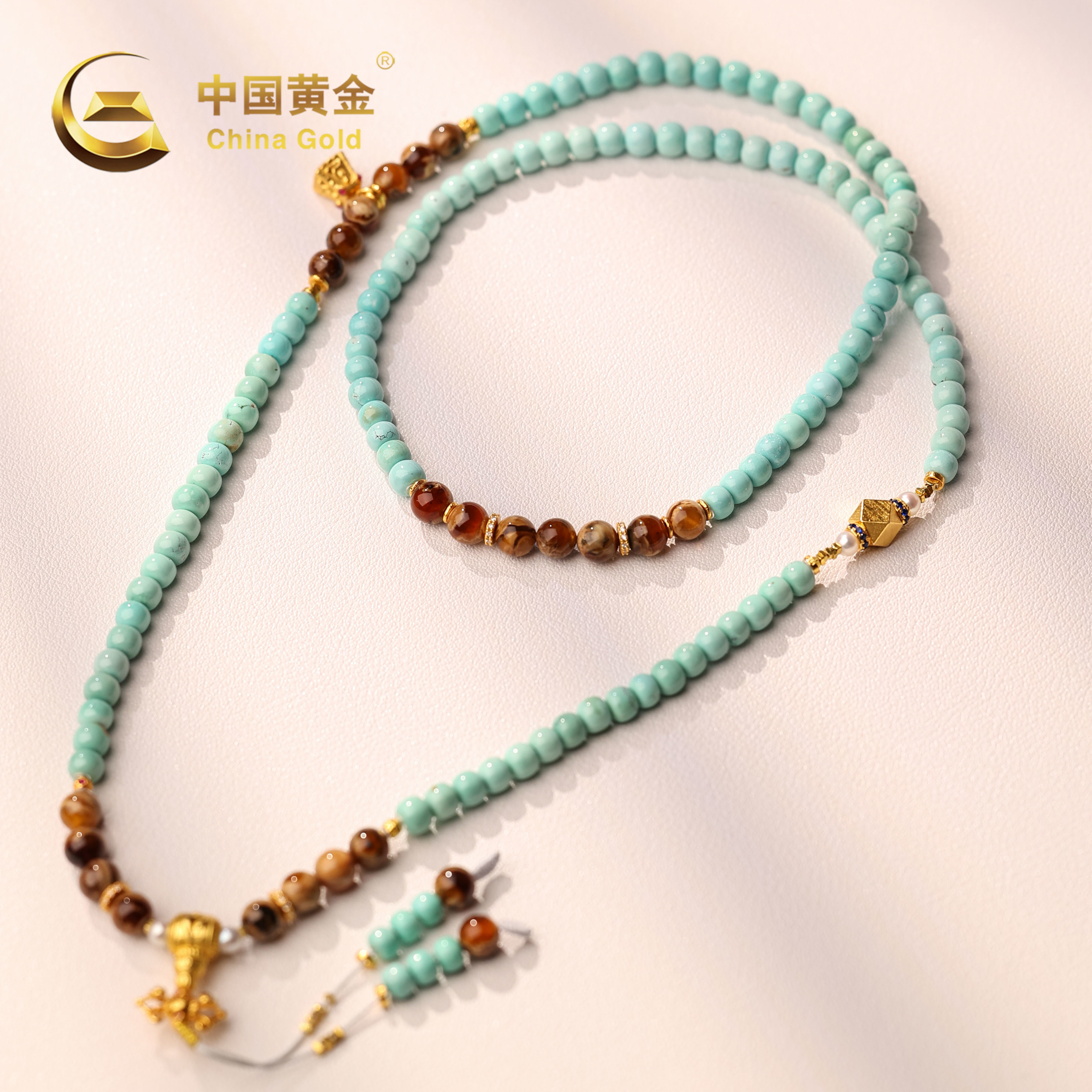 【中国黄金】拂柳 | 绿松*项链*S925银镶嵌-X2277-Y