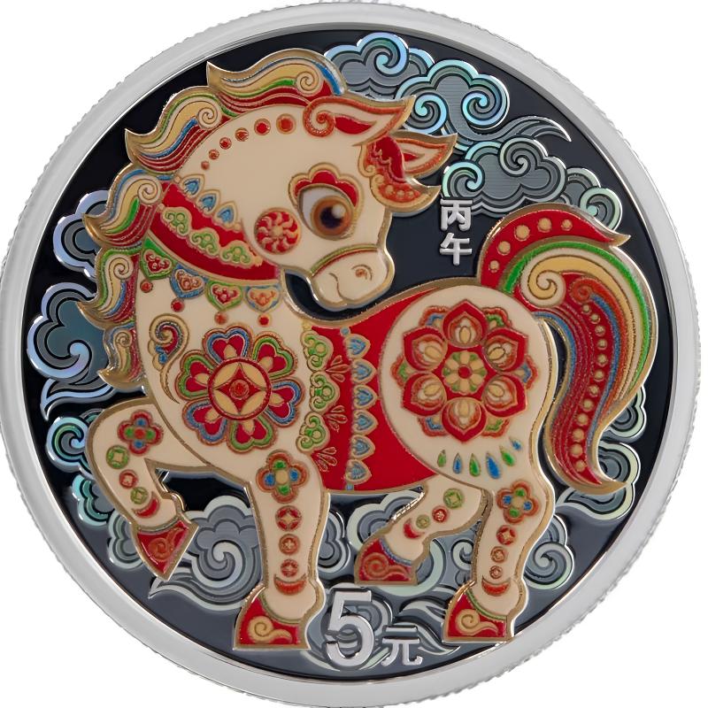 法定货币2026年生肖（马）彩色金银纪念币15克
