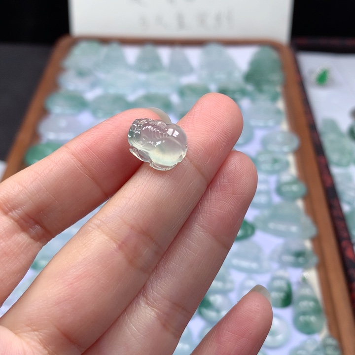 颈饰未镶嵌翡翠冰种飘花貔貅