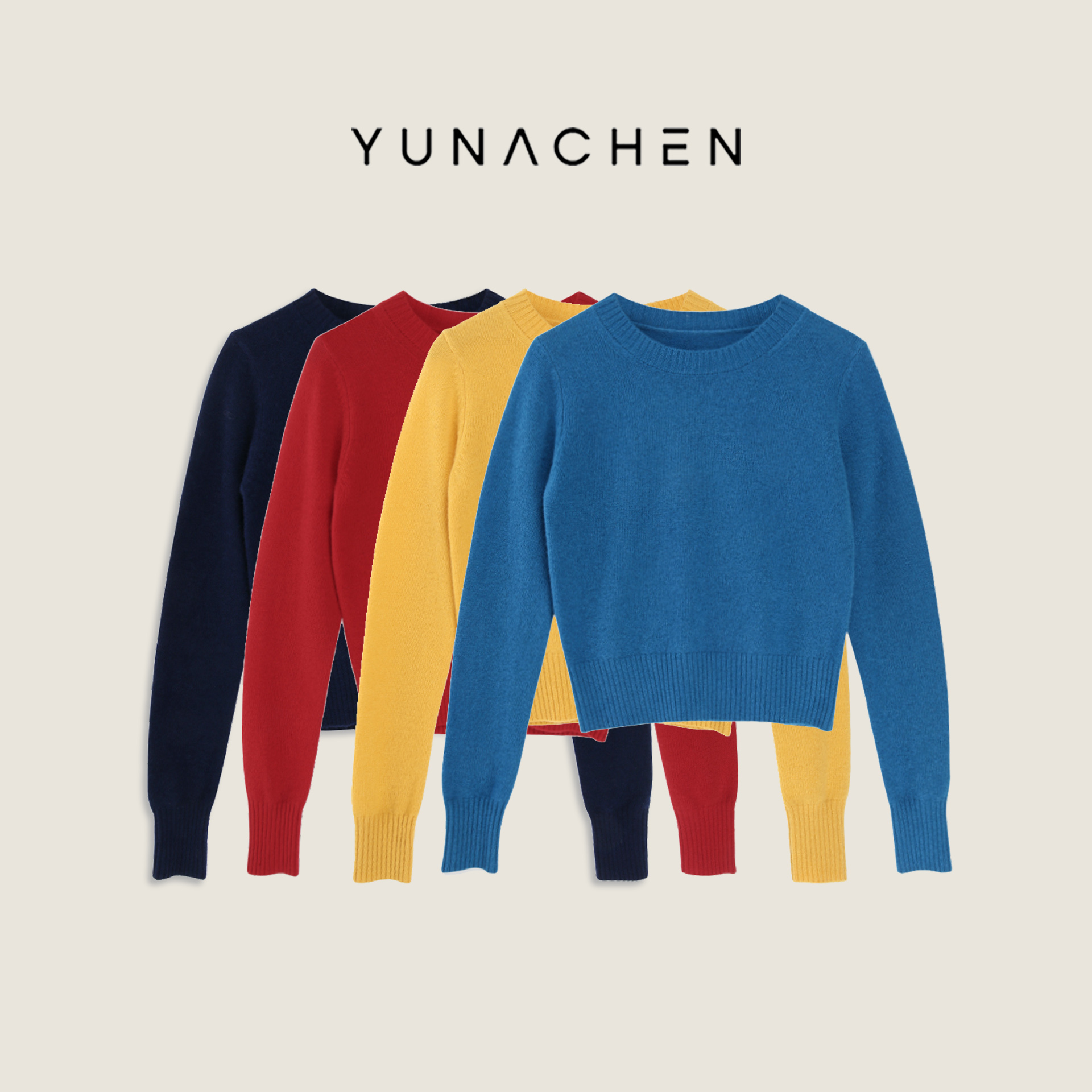 菠萝宝宝yuna【缤纷秋色圆领毛衣】100羊毛彩色圆领套头针织衫YH5