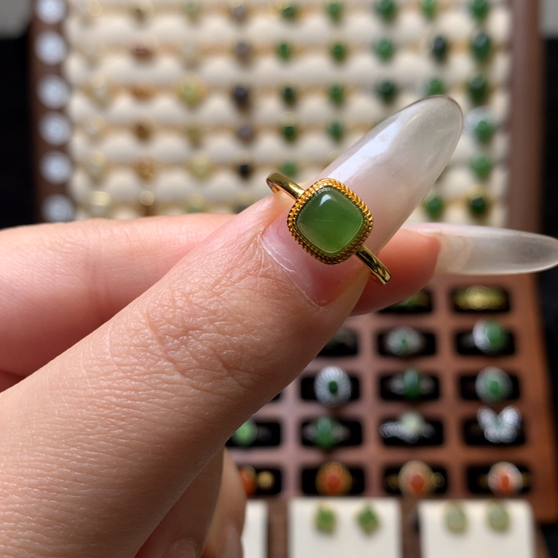 和田玉银S925镶嵌戒指