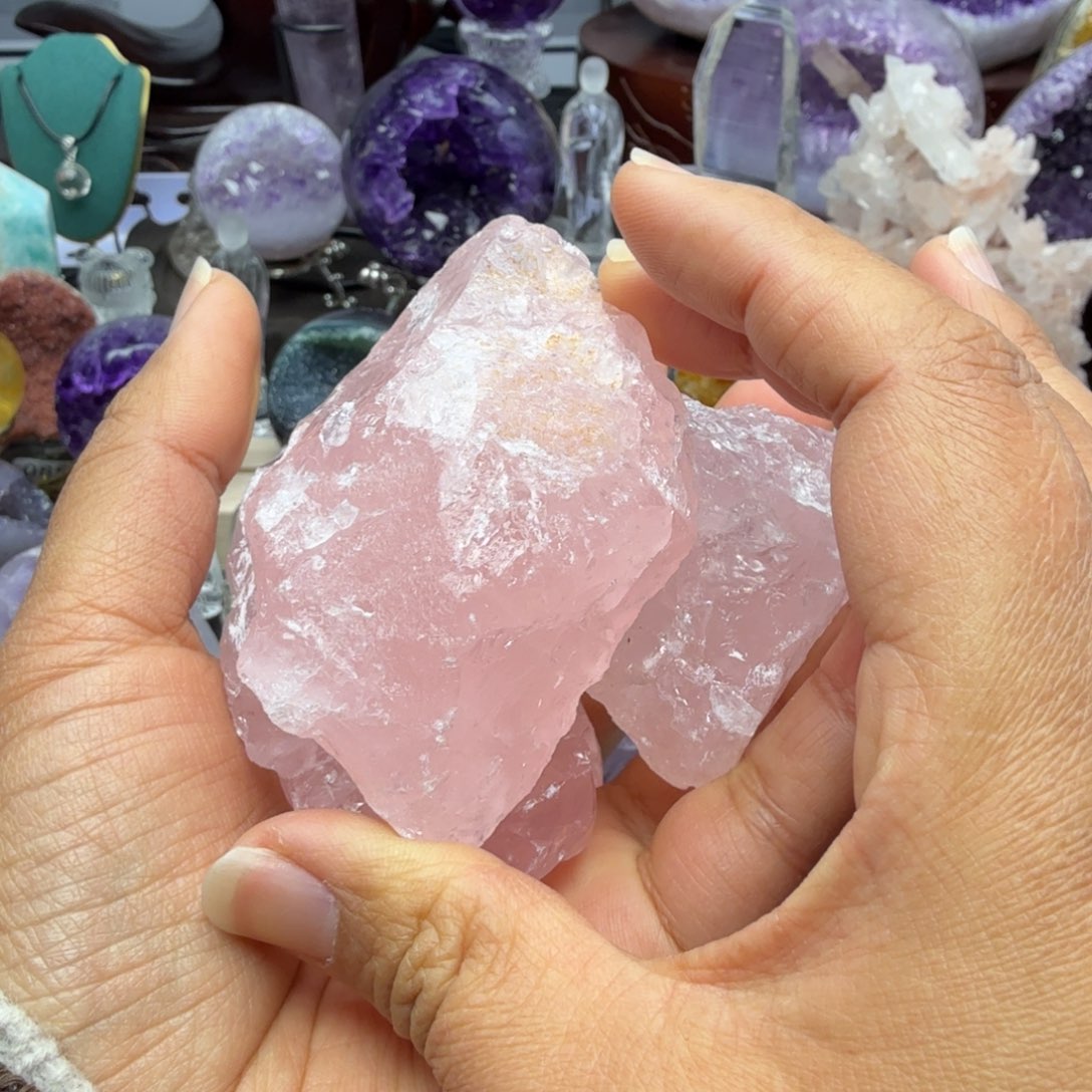 水晶未镶嵌摆件天然粉水晶