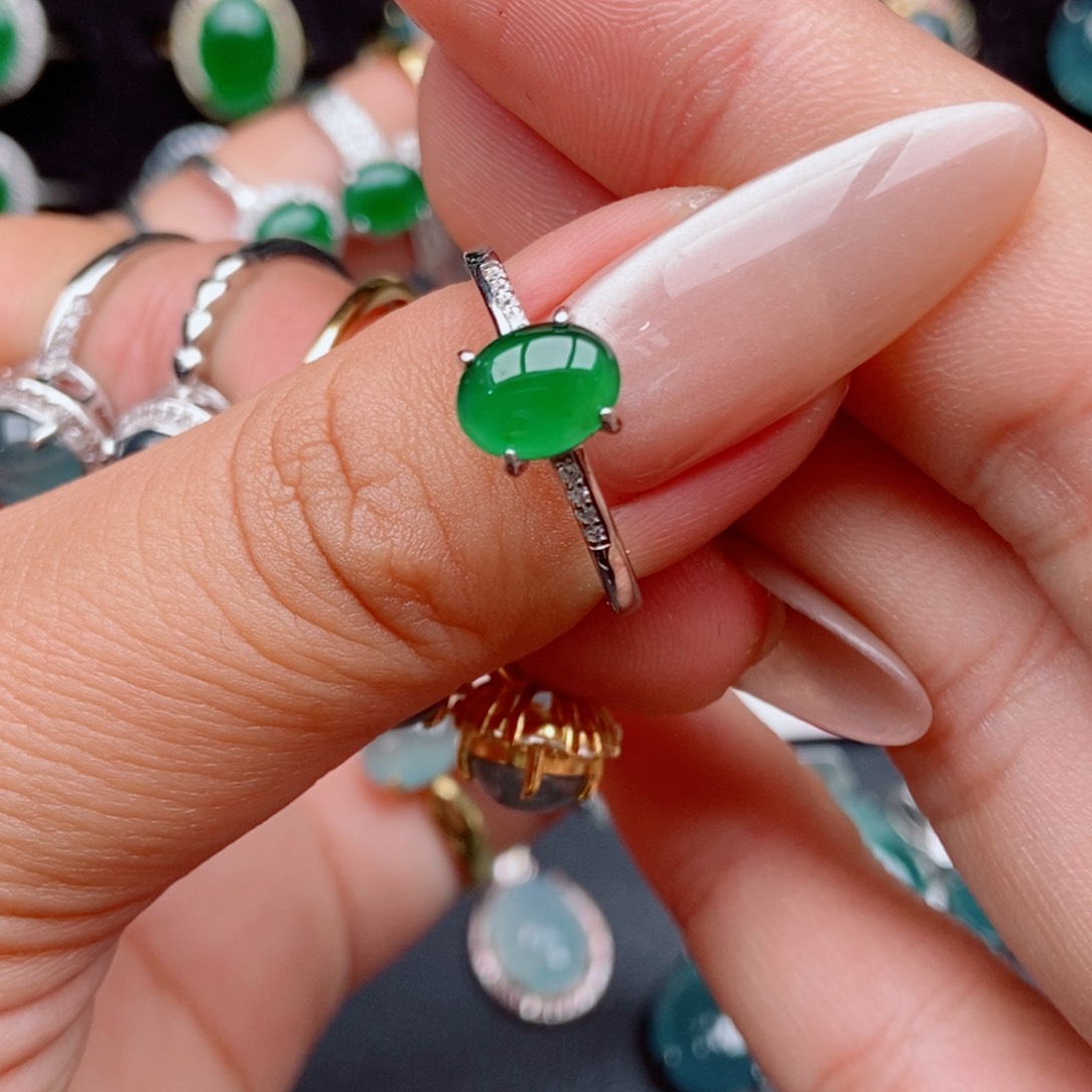 翡翠戒指银S925镶嵌55584